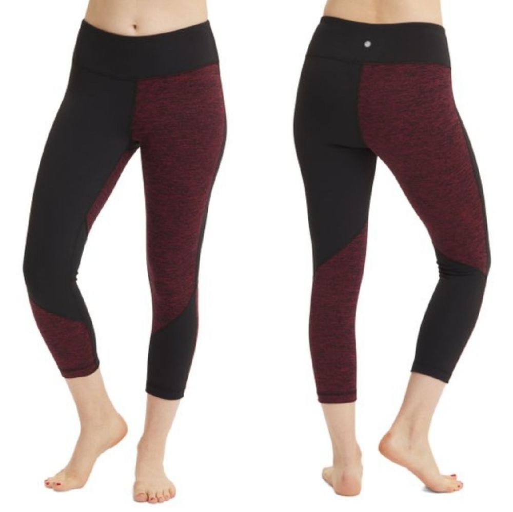 NWT Yogalicious Heather Merlot & Black Leggings Size S